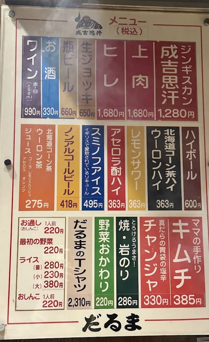 Menu Matsuo Jingisukan-7
