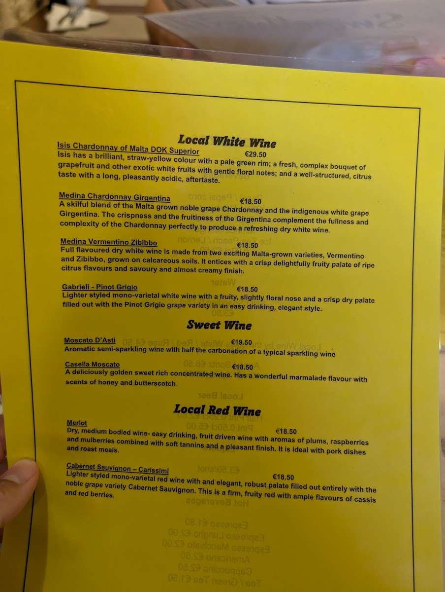 Menu Matthew's Restaurant-1