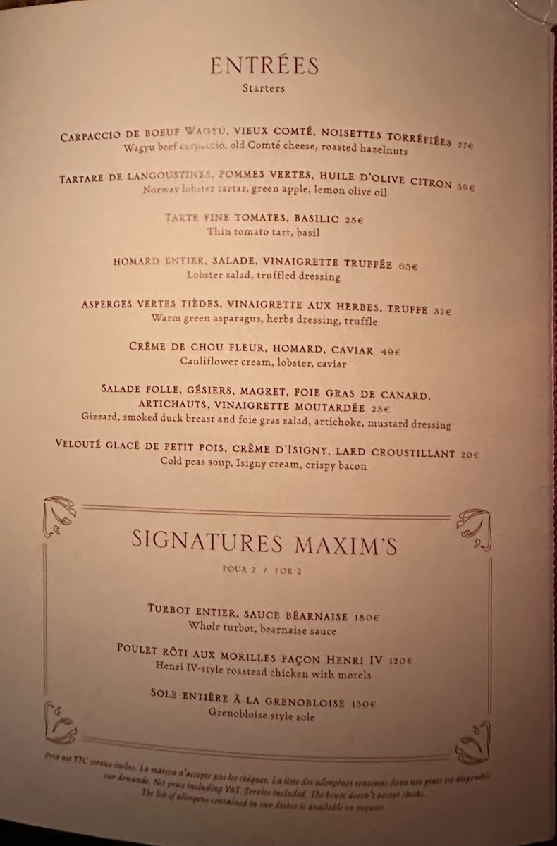 Menu Maxim's De Paris-1
