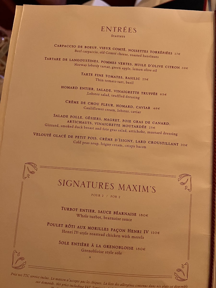 Menu Maxim's De Paris-8