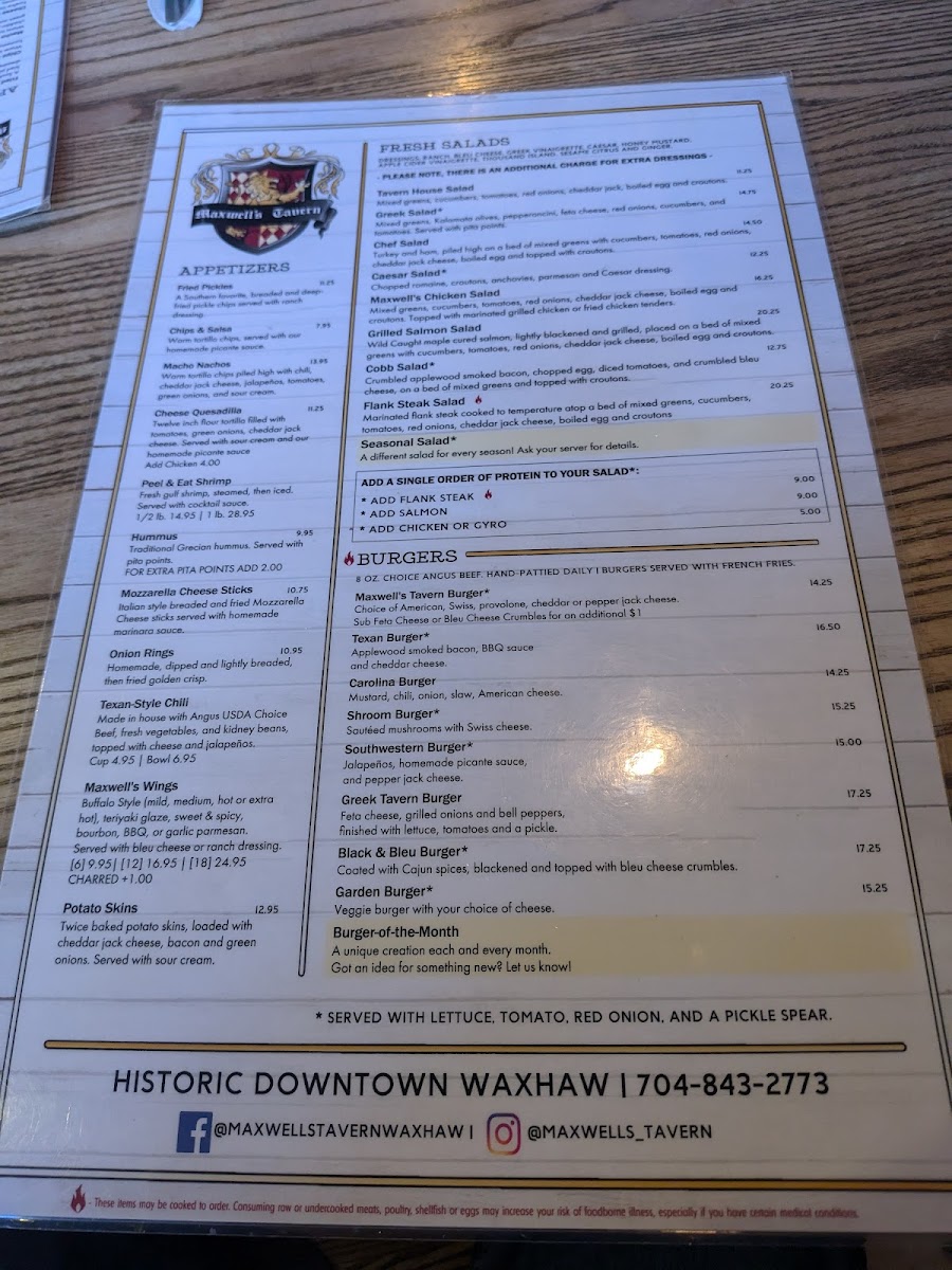 Menu Maxwell's Tavern-1