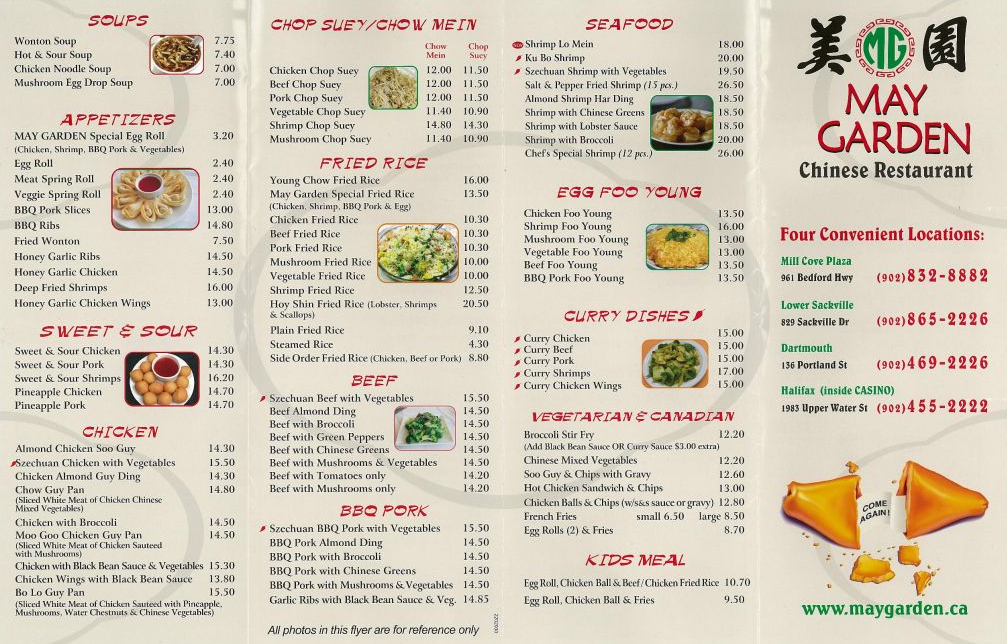 Menu May Garden Fusion Chinese Restaurant - Inside Casino Ns-1