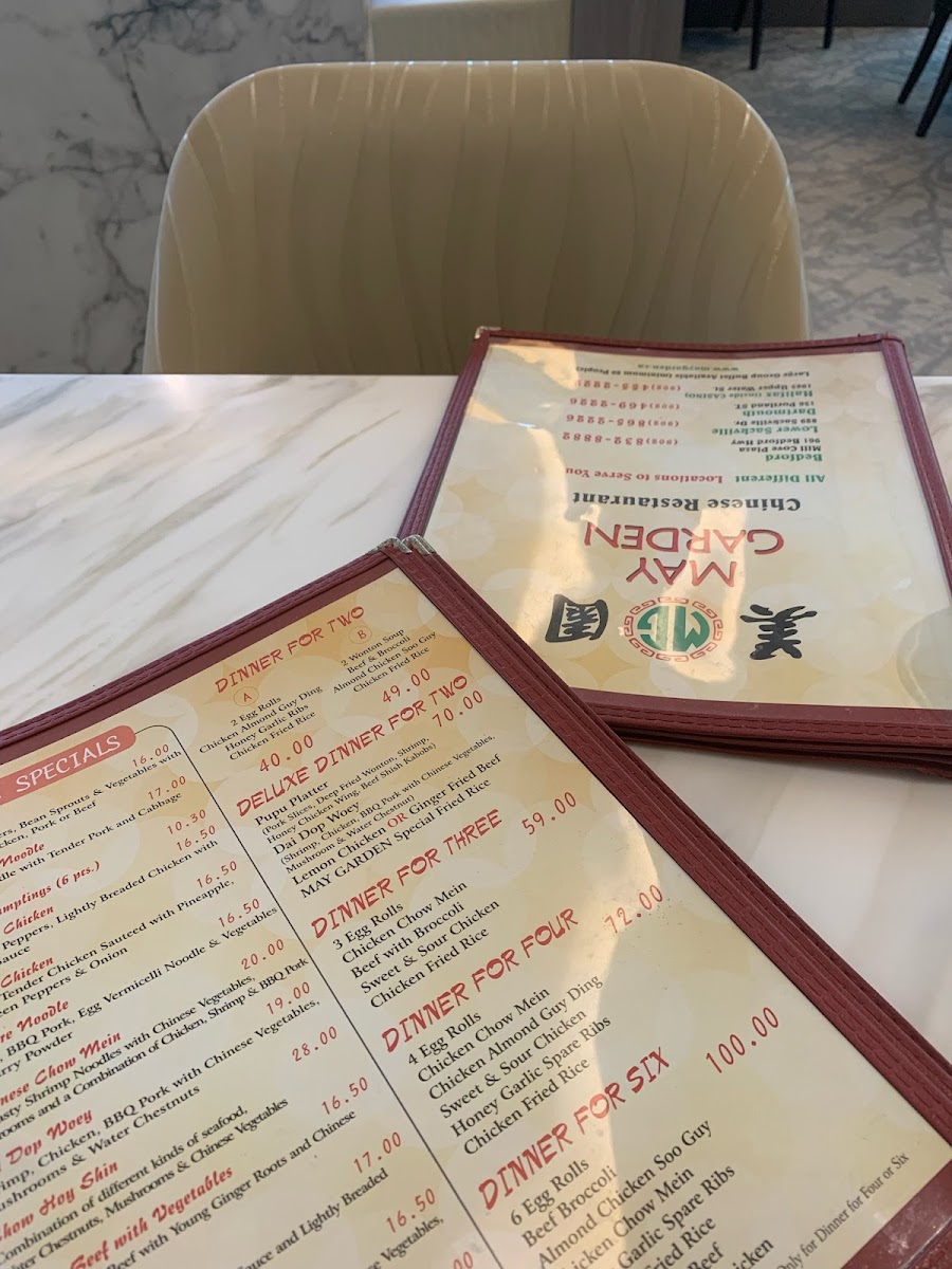 Menu May Garden Fusion Chinese Restaurant - Inside Casino Ns-9