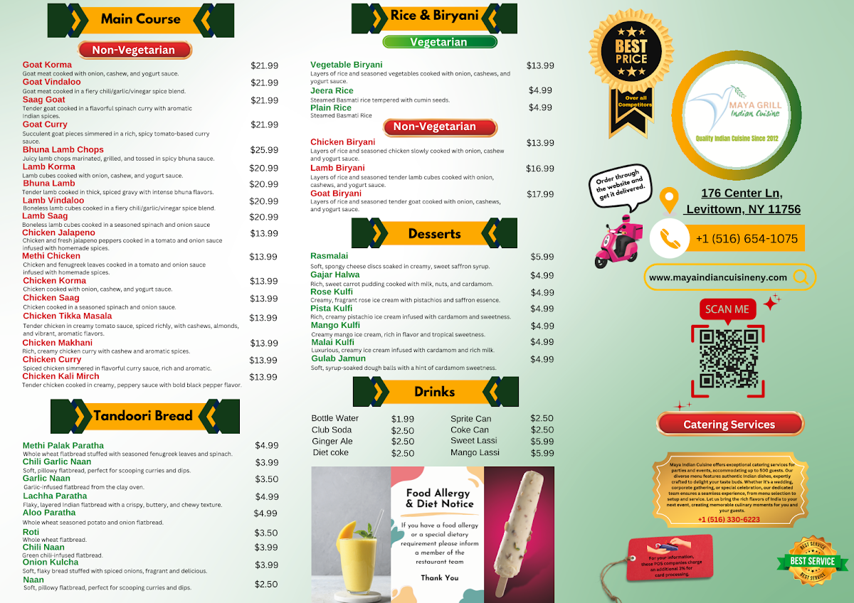 Menu Maya Indian Cuisine & Catering Levittown Ny-1