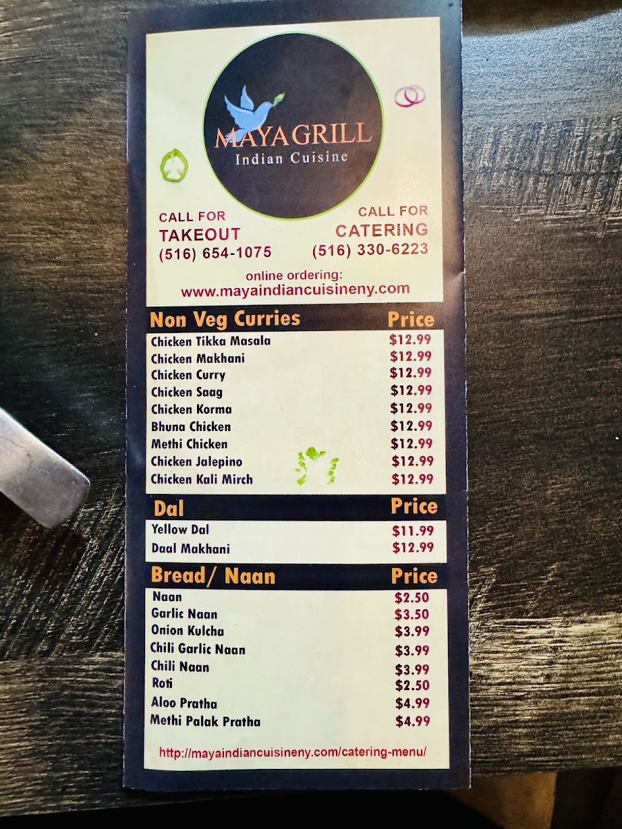 Menu Maya Indian Cuisine & Catering Levittown Ny-8
