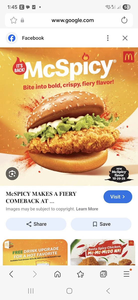 Menu Mcdonald's Strata 100-1