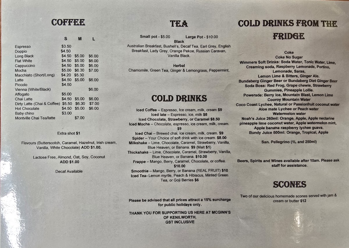 Menu Mcginn's Of Kenilworth-2