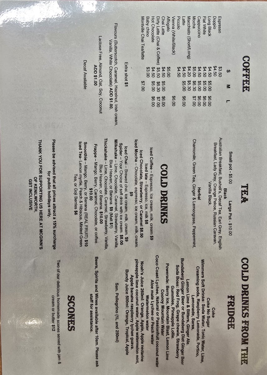 Menu Mcginn's Of Kenilworth-3