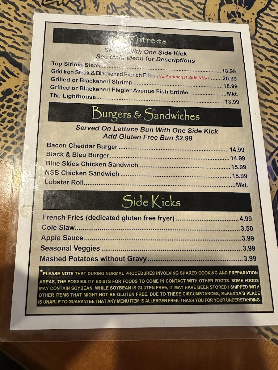 Menu Mckenna's Place-Port Orange-6