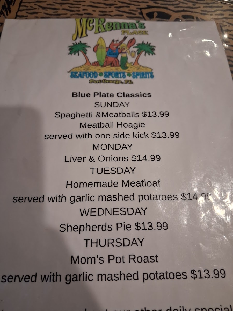 Menu Mckenna's Place-Port Orange-7
