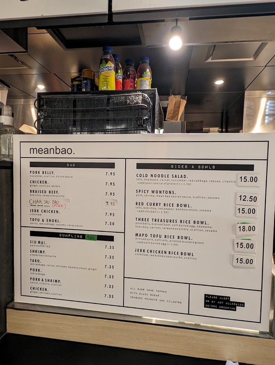 Menu Mean Bao - Union Station-6