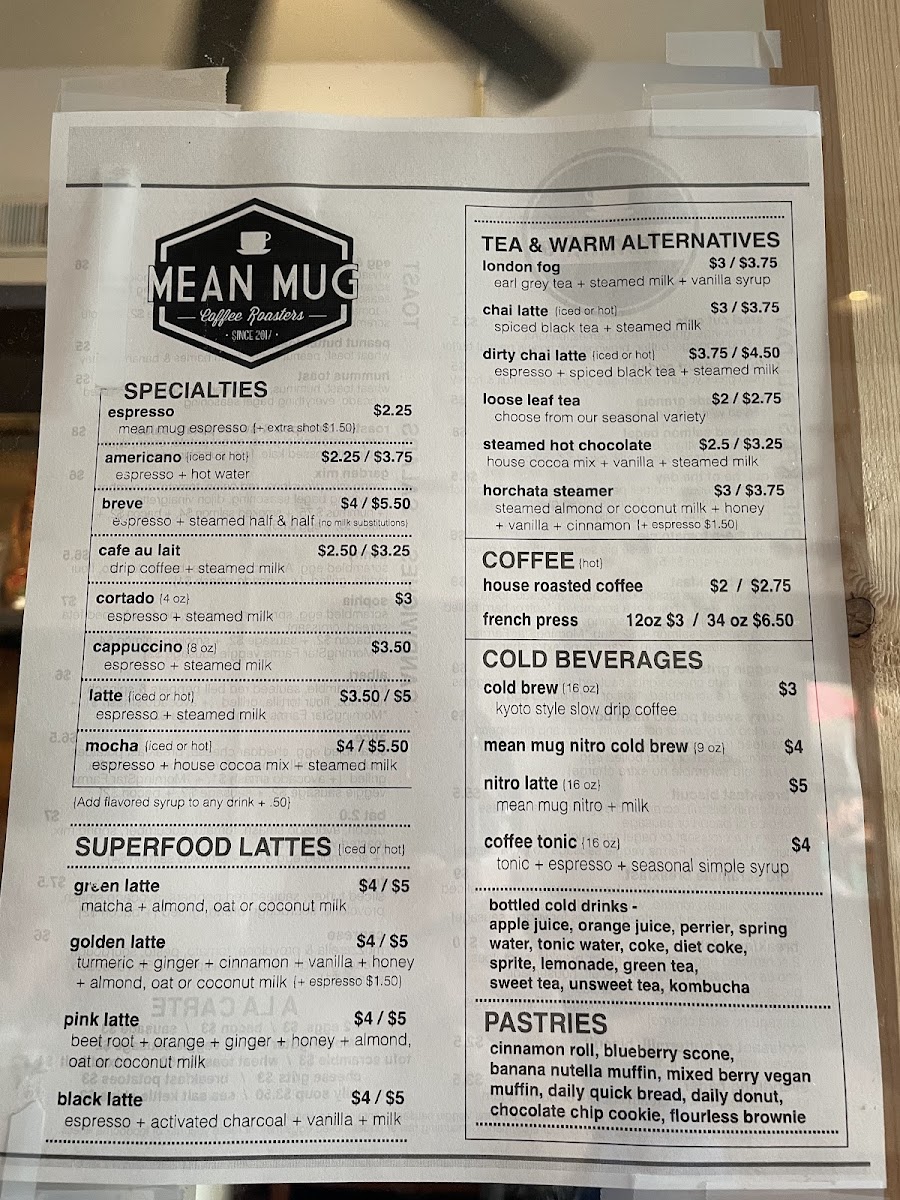 Menu Mean Mug Coffeehouse Southside-1