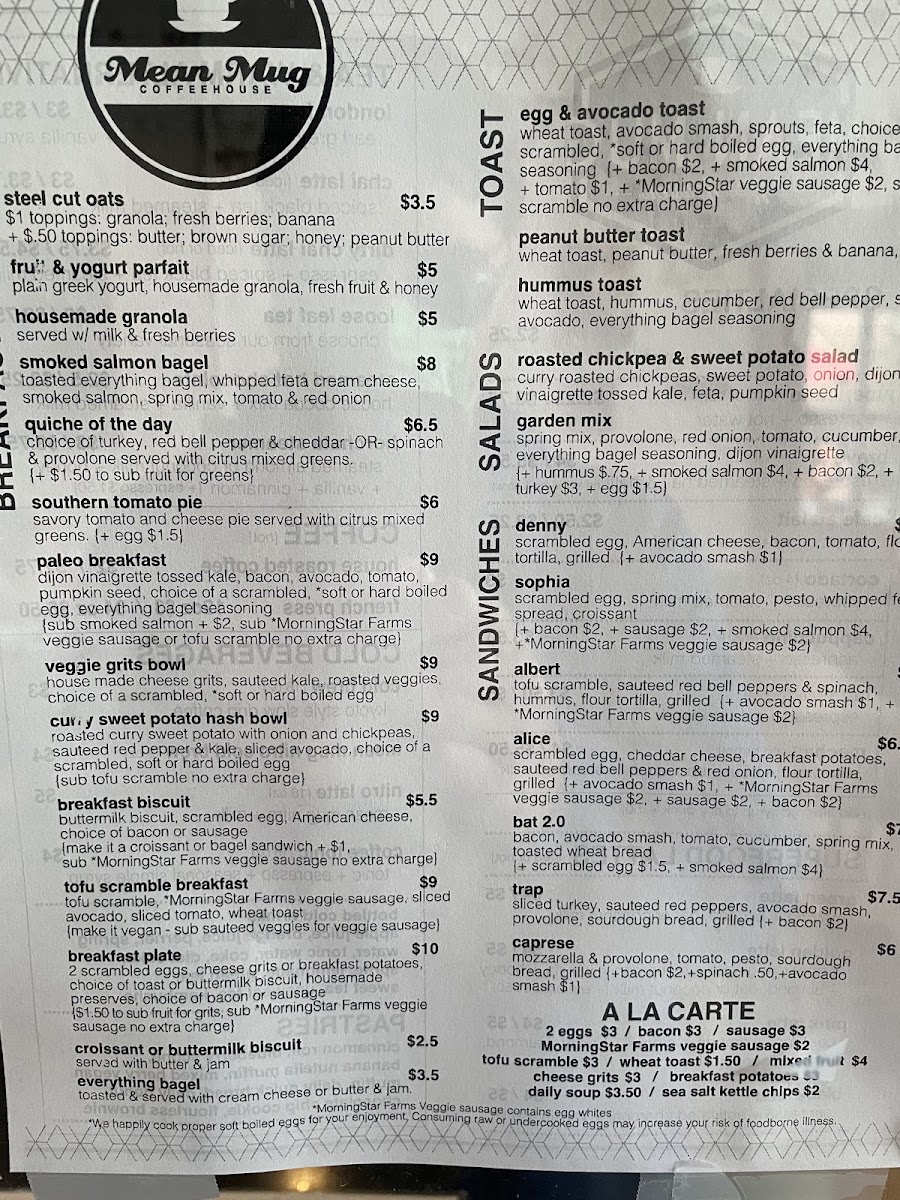 Menu Mean Mug Coffeehouse Southside-2