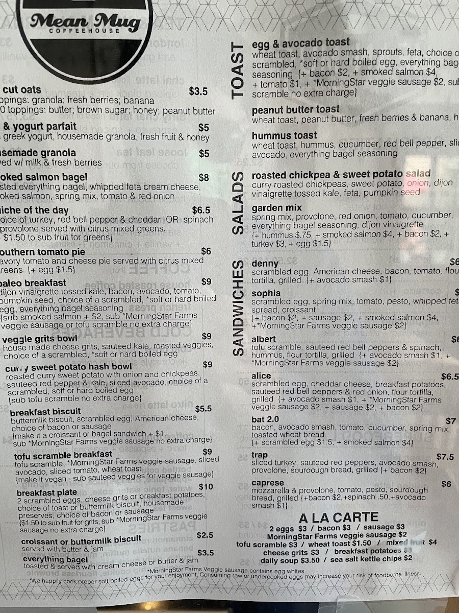 Menu Mean Mug Coffeehouse Southside-6