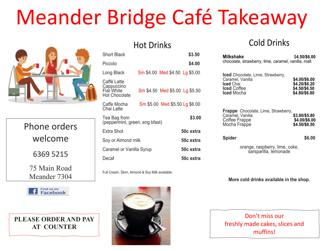 Menu Meander Store & Lpo, Meander Bridge Cafe-1