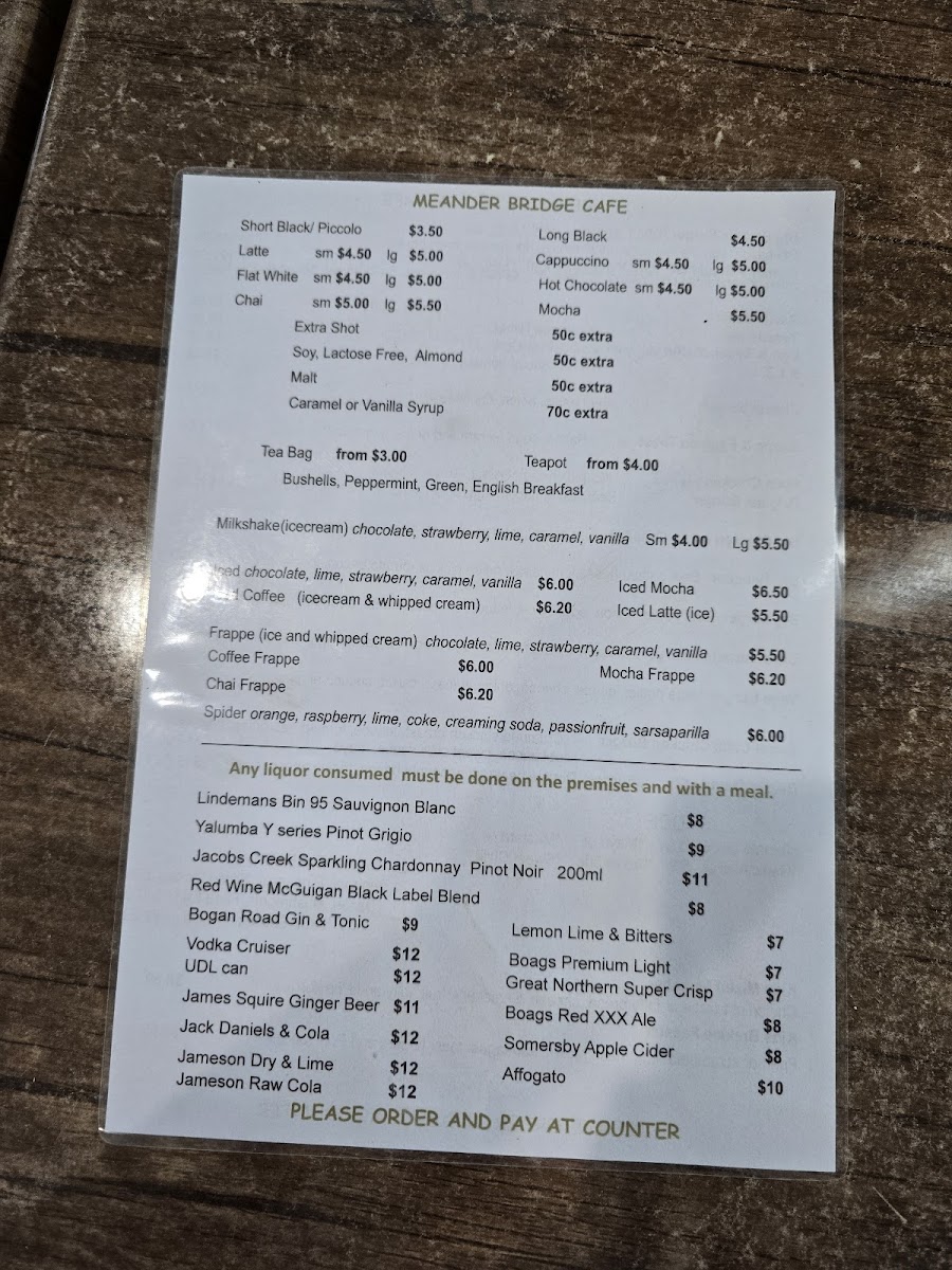 Menu Meander Store & Lpo, Meander Bridge Cafe-3