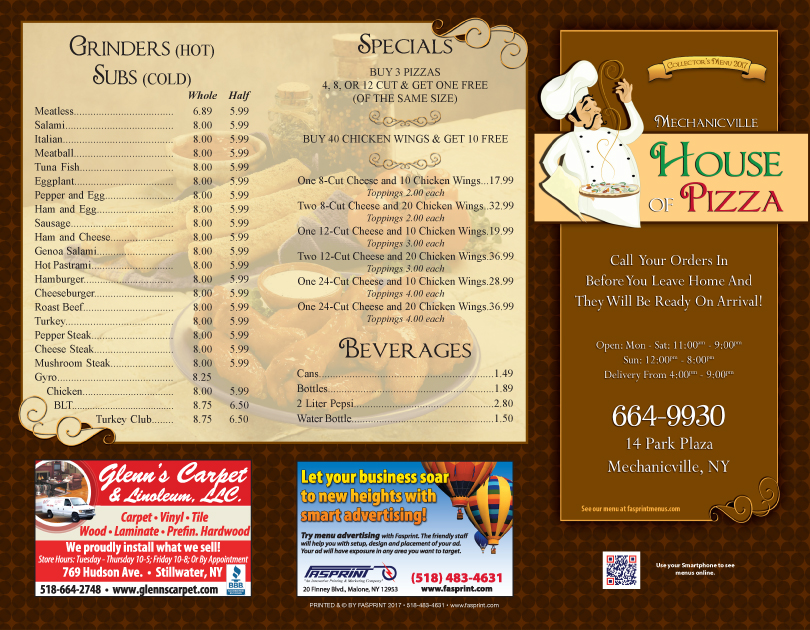 Menu Mechanicville House Of Pizza-1