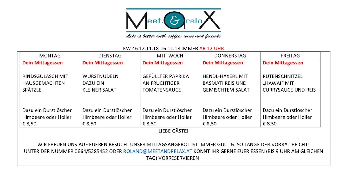 Menu Meet&relax M.a.x-10