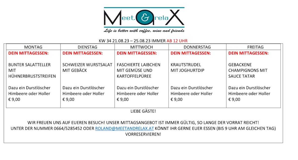 Menu Meet&relax M.a.x-5