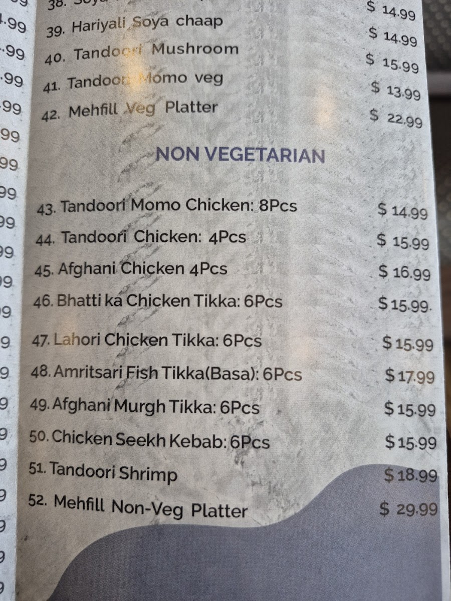 Menu Mehfill Indian Cuisine- (Newmarket)-10