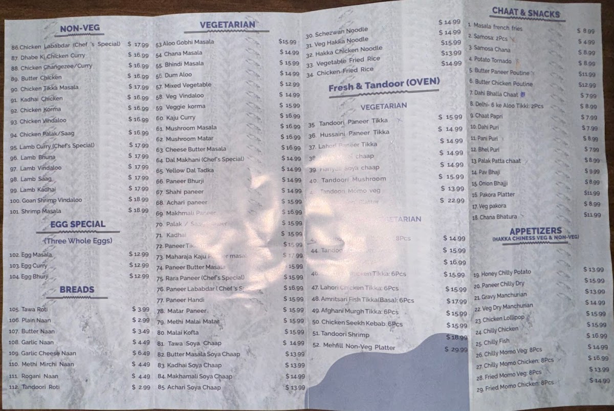 Menu Mehfill Indian Cuisine- (Newmarket)-5