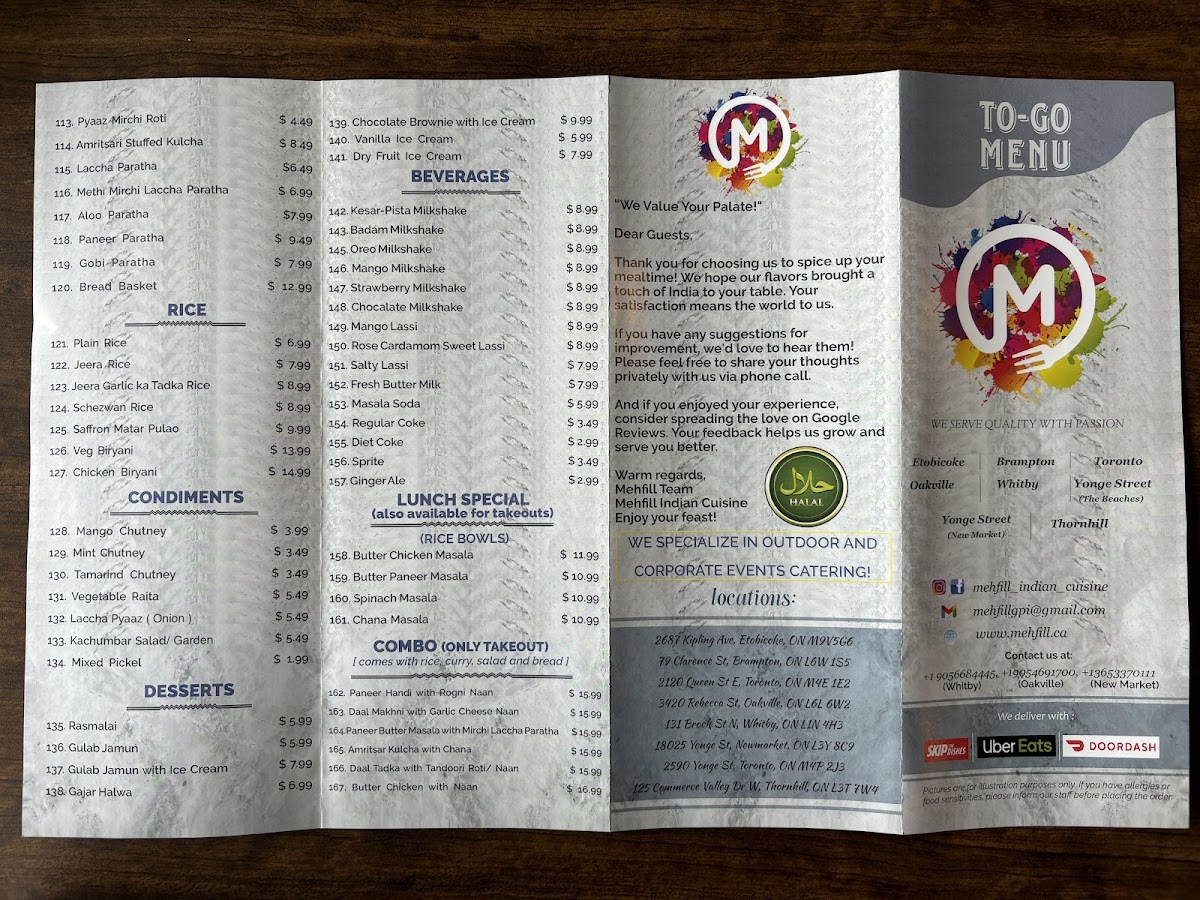 Menu Mehfill Indian Cuisine- (Newmarket)-7