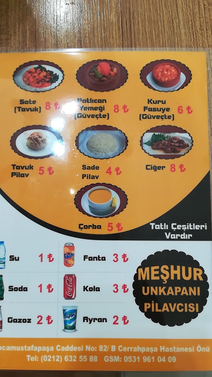 Menu Meşhur Unkapanı Pilavcısı-6