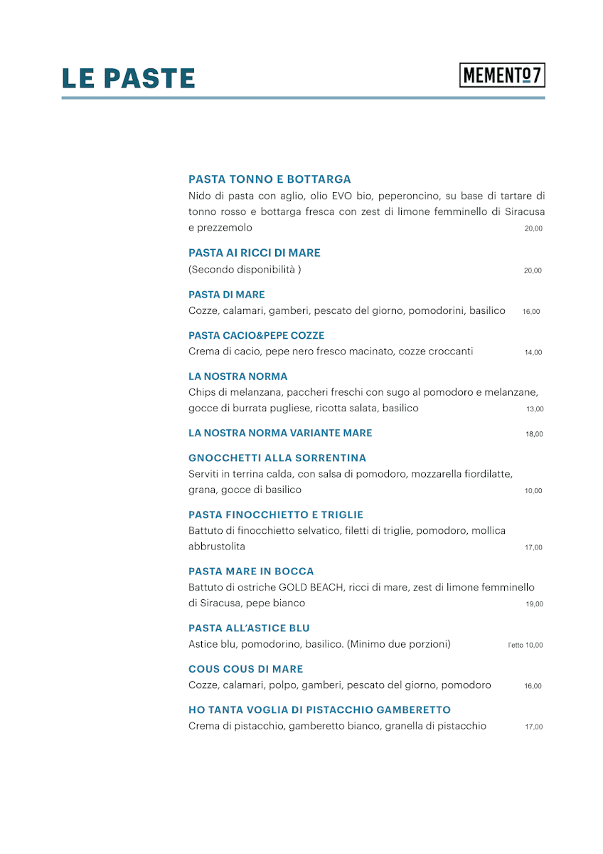 Menu Memento7-5