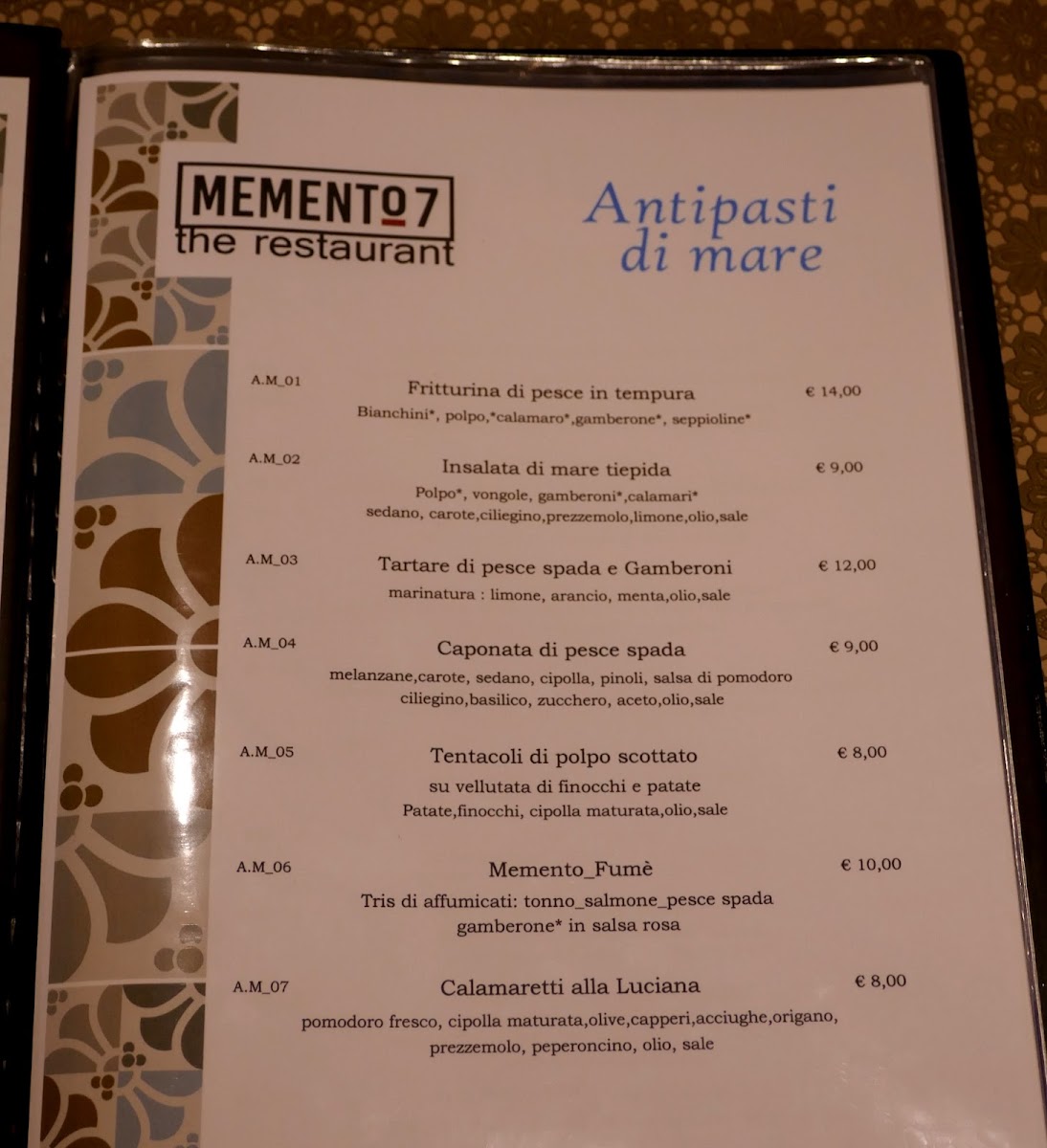 Menu Memento7-8