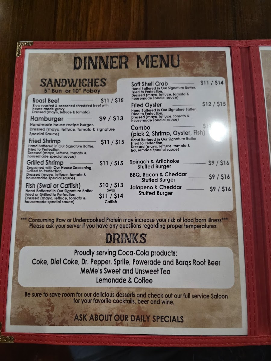Menu Meme’S Family Restaurant & Bar-9