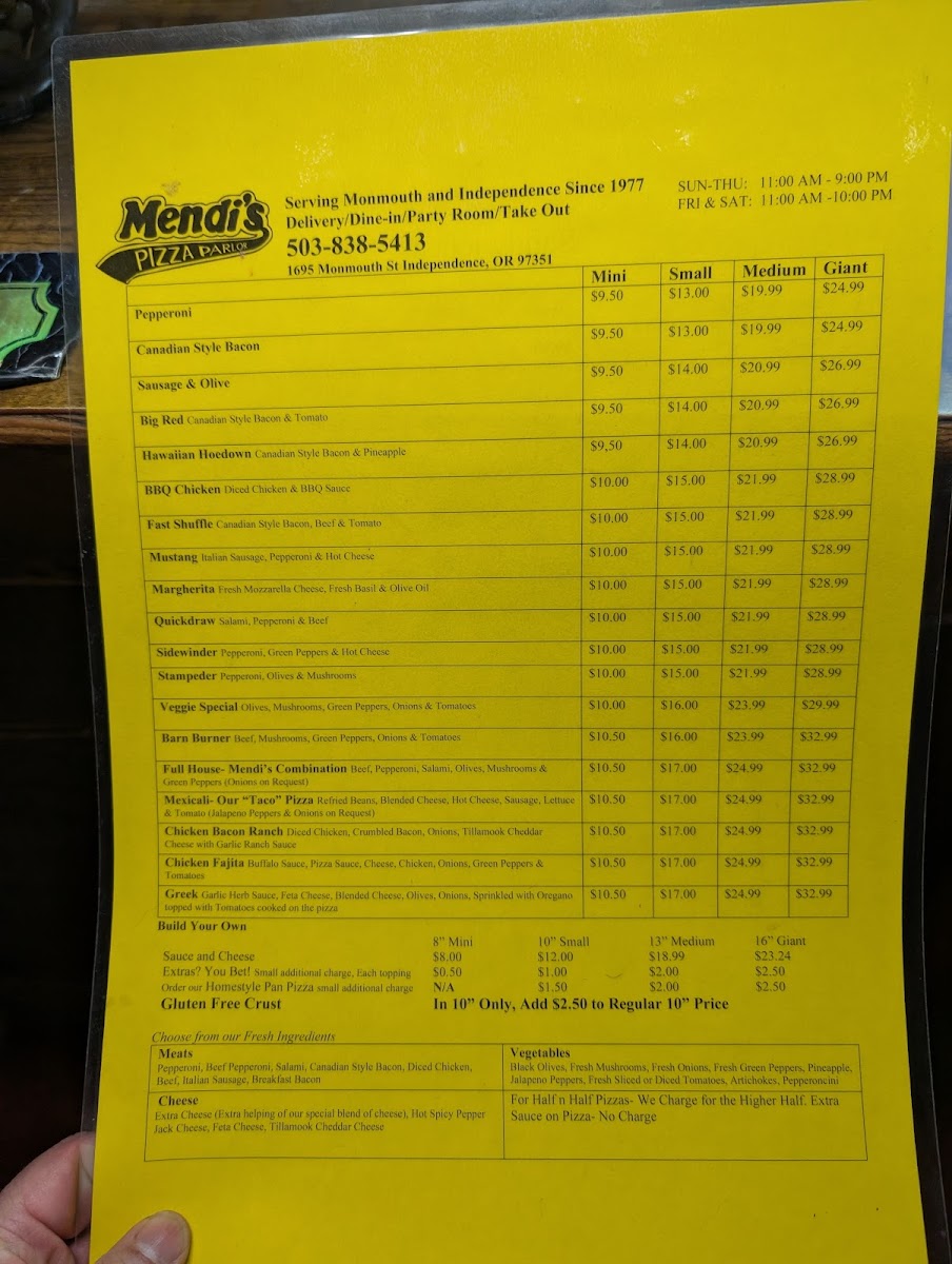 Menu Mendi's Pizza Ltd-1