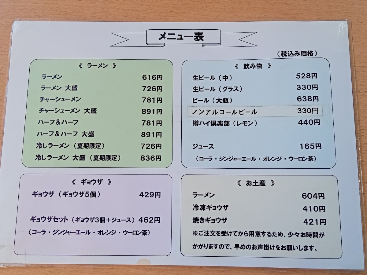 Menu Mentatsu-9