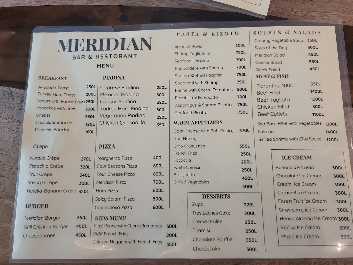 Menu Meridian Bar Restorant-2