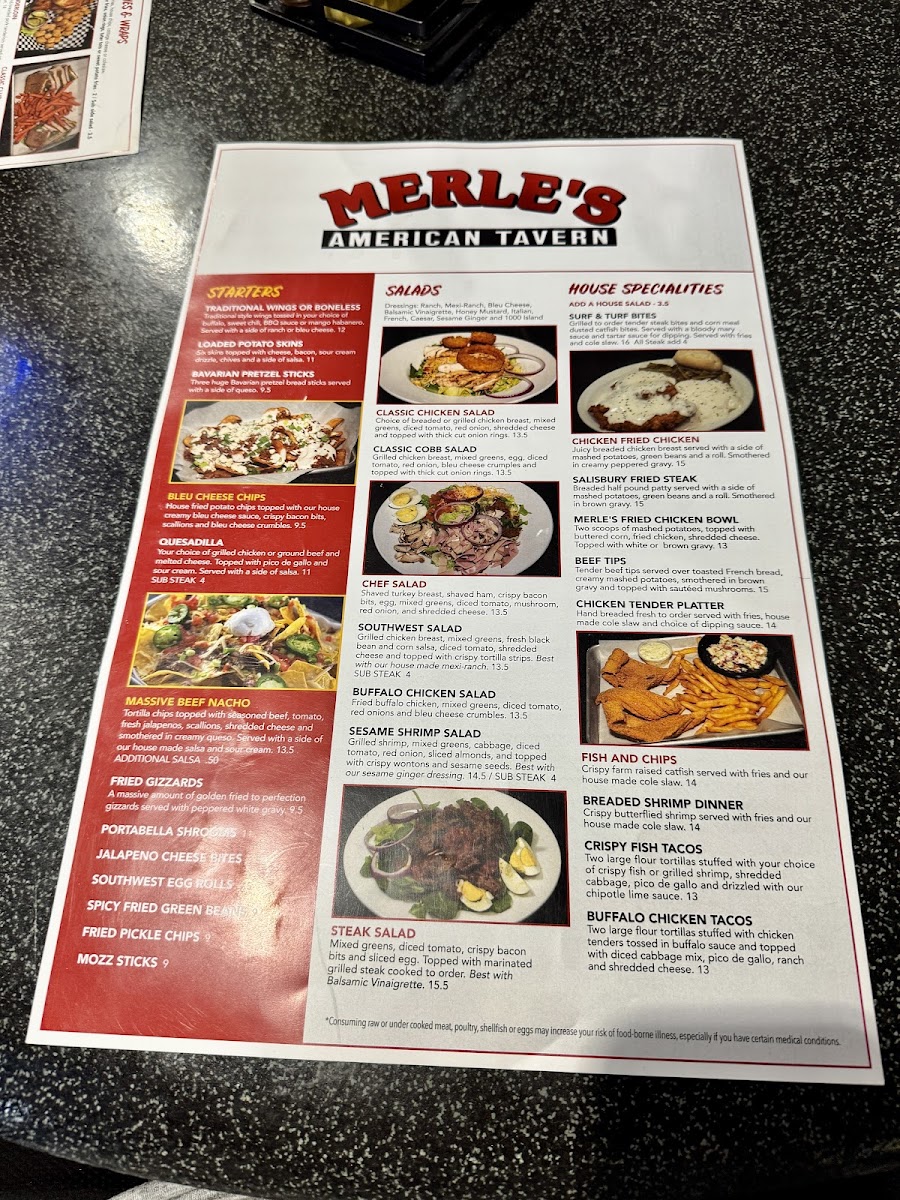 Menu Merle's American Tavern-1