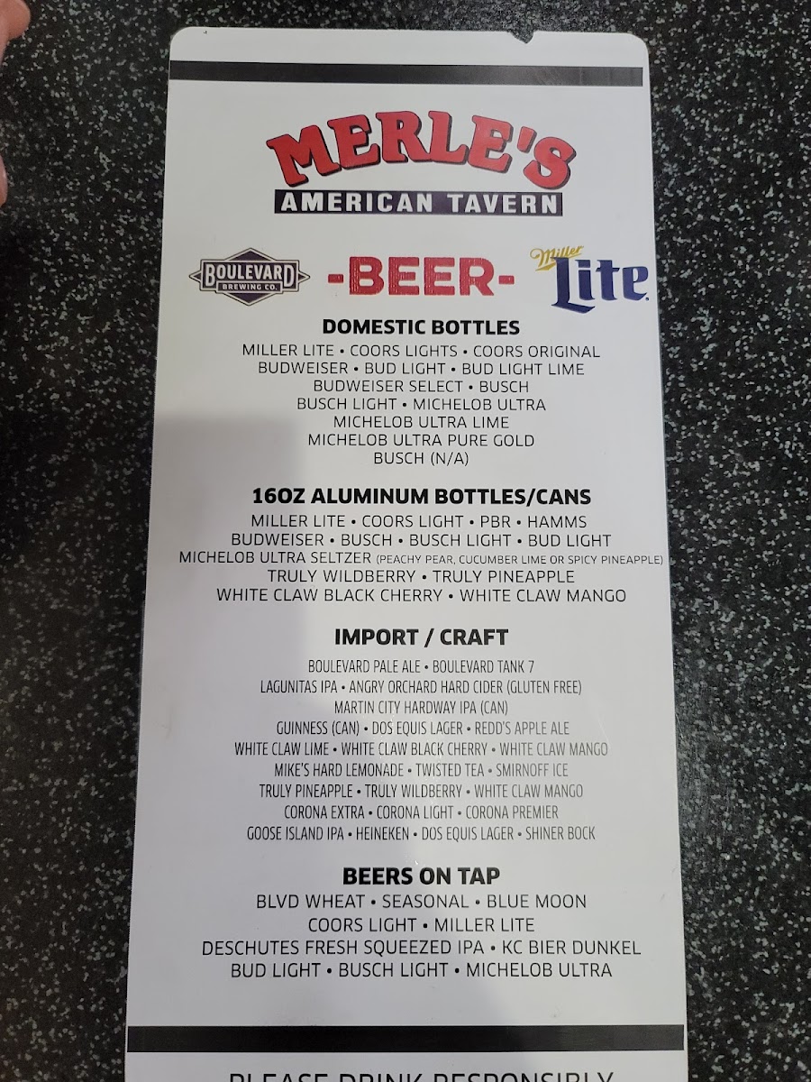 Menu Merle's American Tavern-8