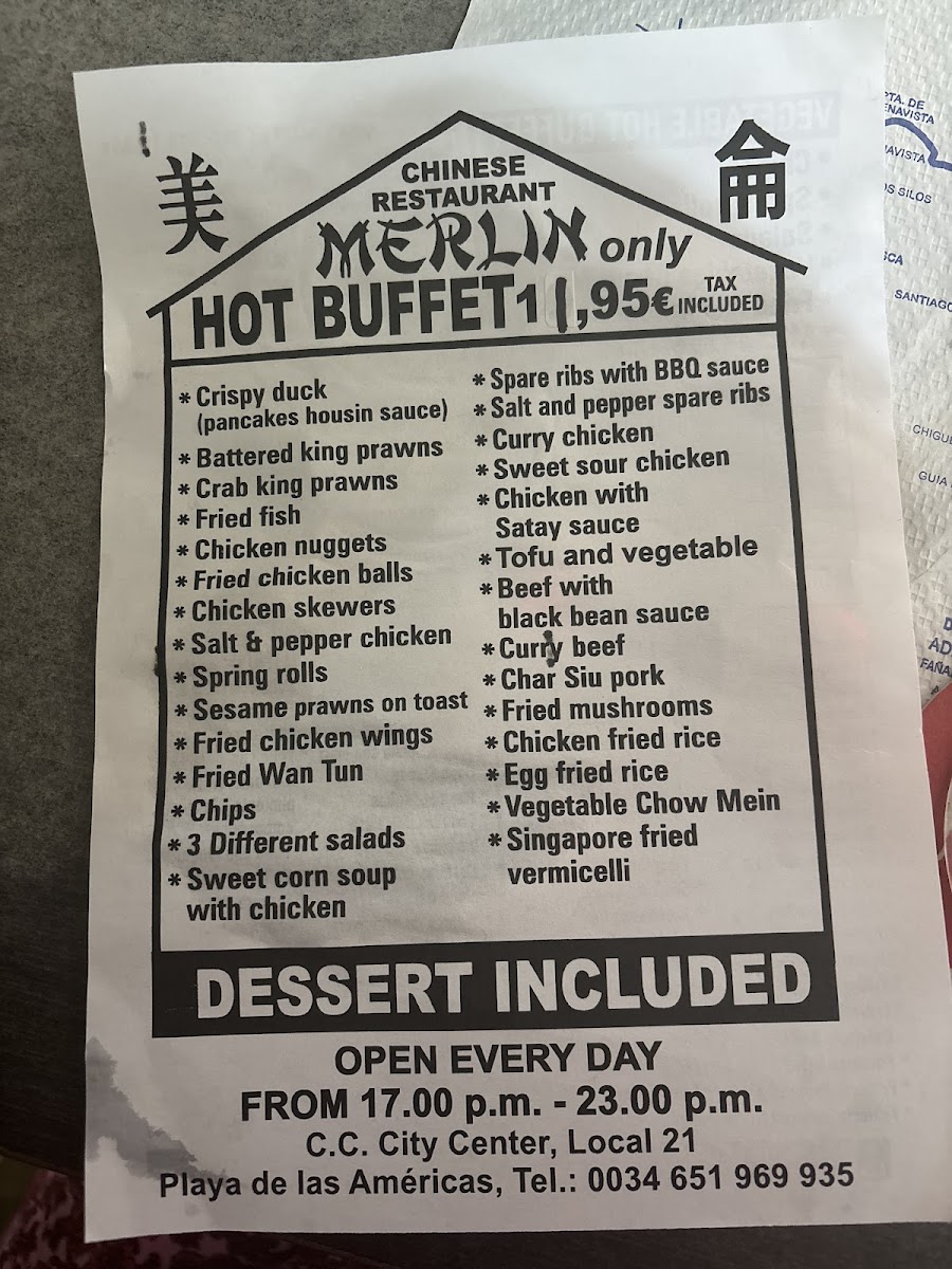 Menu Merlin Hot Buffet1-4