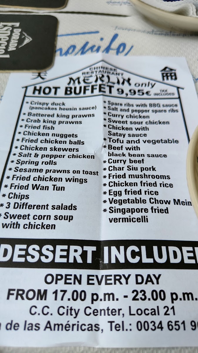 Menu Merlin Hot Buffet1-5