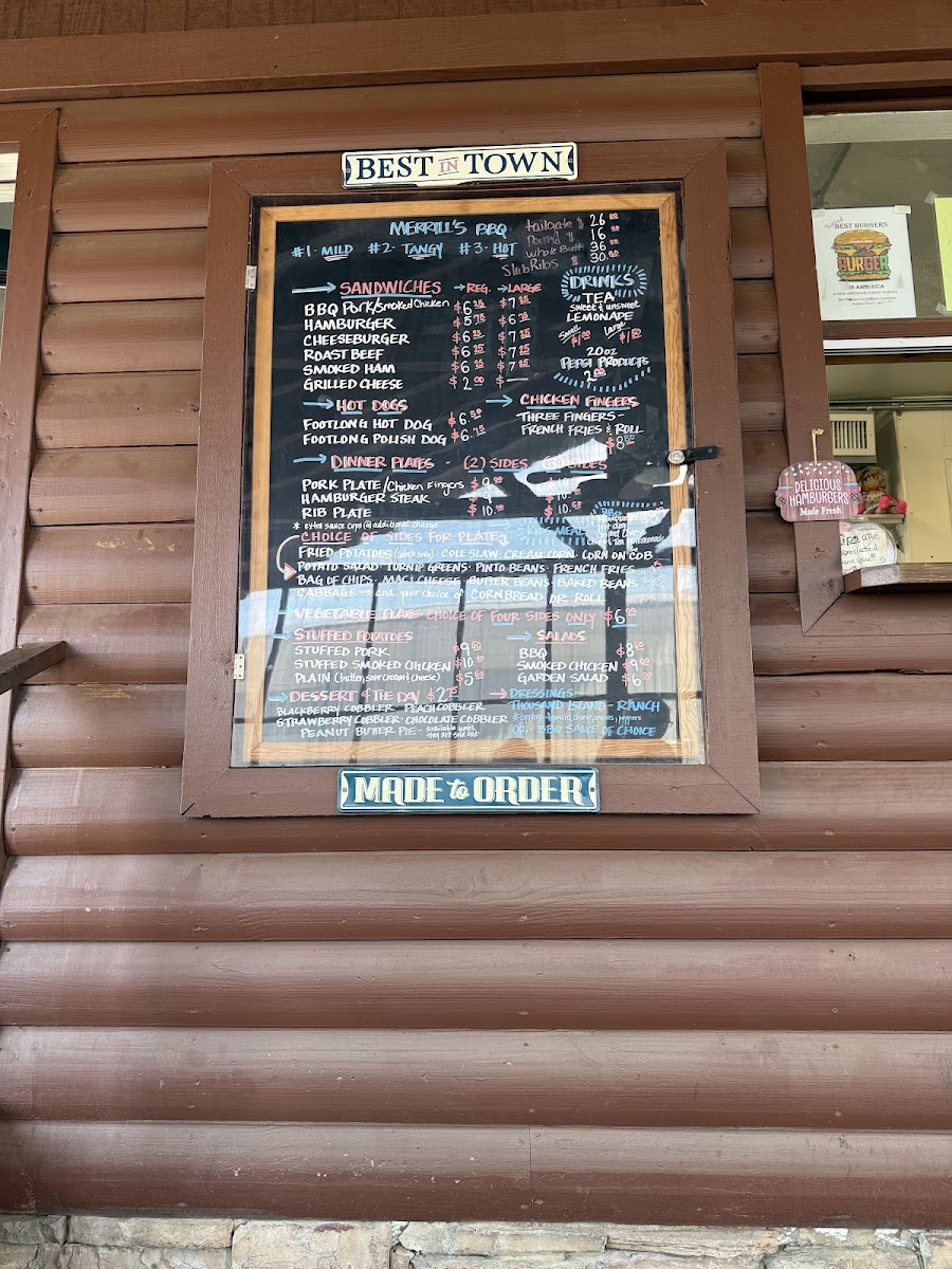 Menu Merrill's Bbq-1