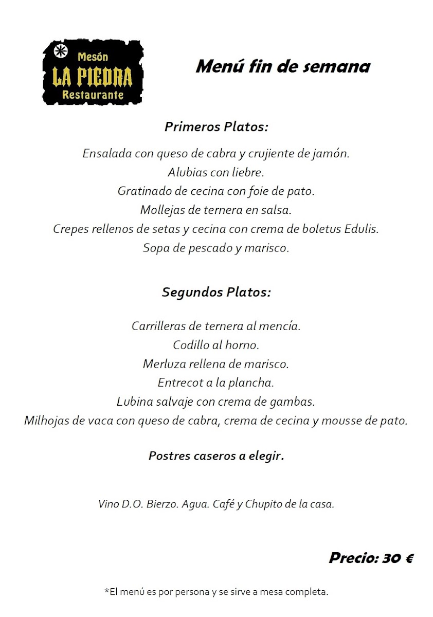 Menu Mesón La Piedra Restaurante-1
