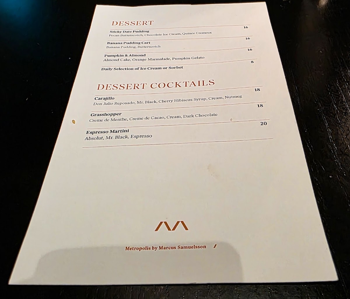 Menu Metropolis-5
