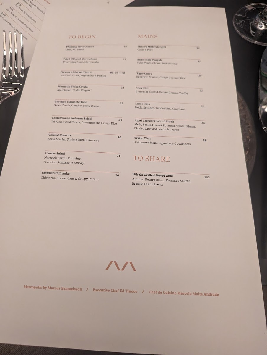 Menu Metropolis-7