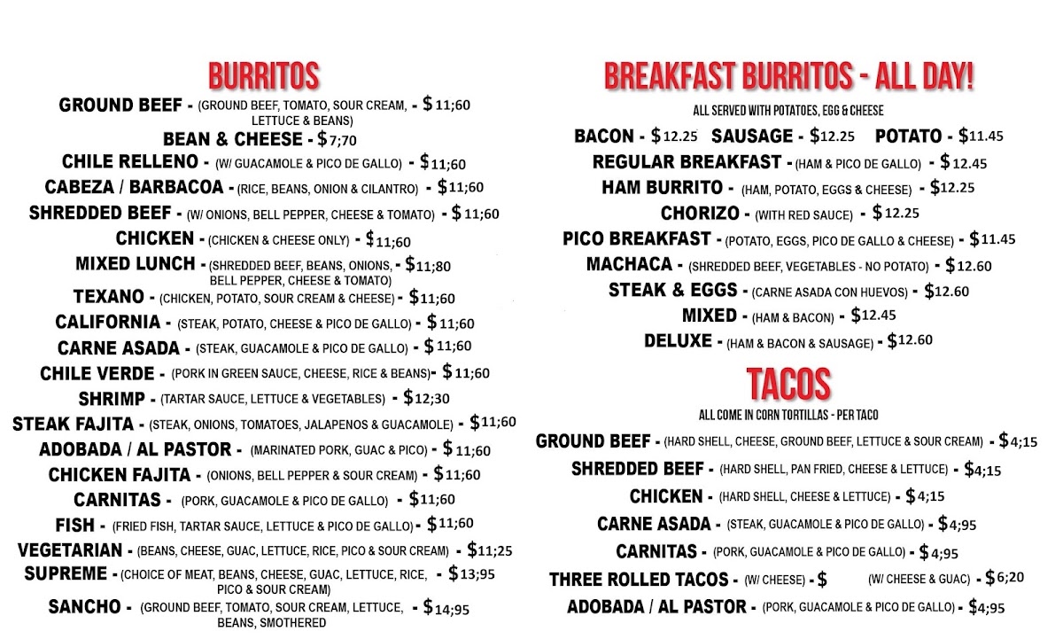 Menu Mexican Taco Shop-2