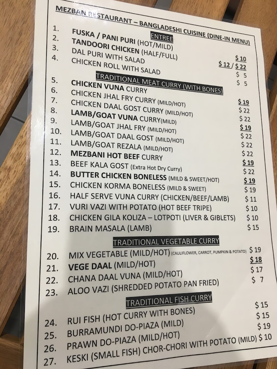 Menu Mezban Restaurant - Bangladeshi Cuisine-1