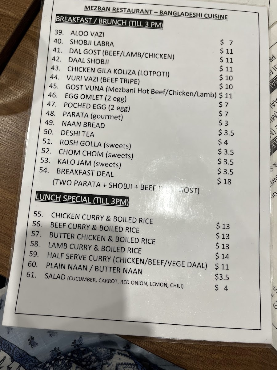 Menu Mezban Restaurant - Bangladeshi Cuisine-3