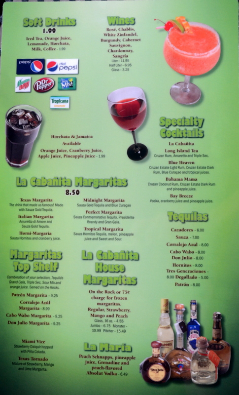 Menu Mi Cabana Mexican Restaurant #3-1