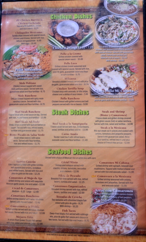 Menu Mi Cabana Mexican Restaurant #3-2