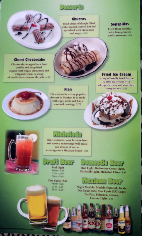 Menu Mi Cabana Mexican Restaurant #3-3