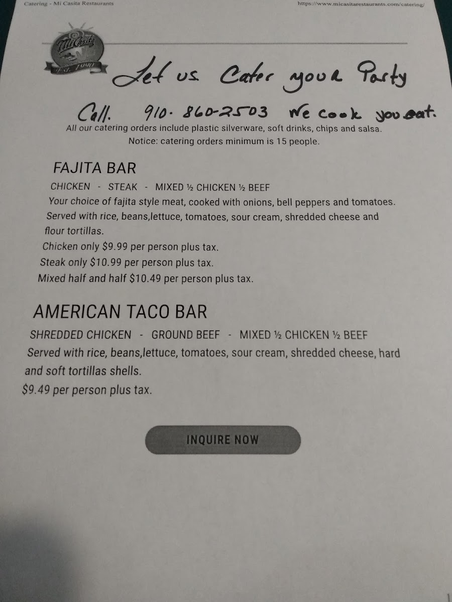 Menu Mi Casita #7 Reilly Rd-10