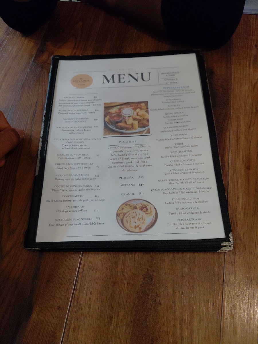 Menu Mi Pequeño El Salvador Restaurant-1