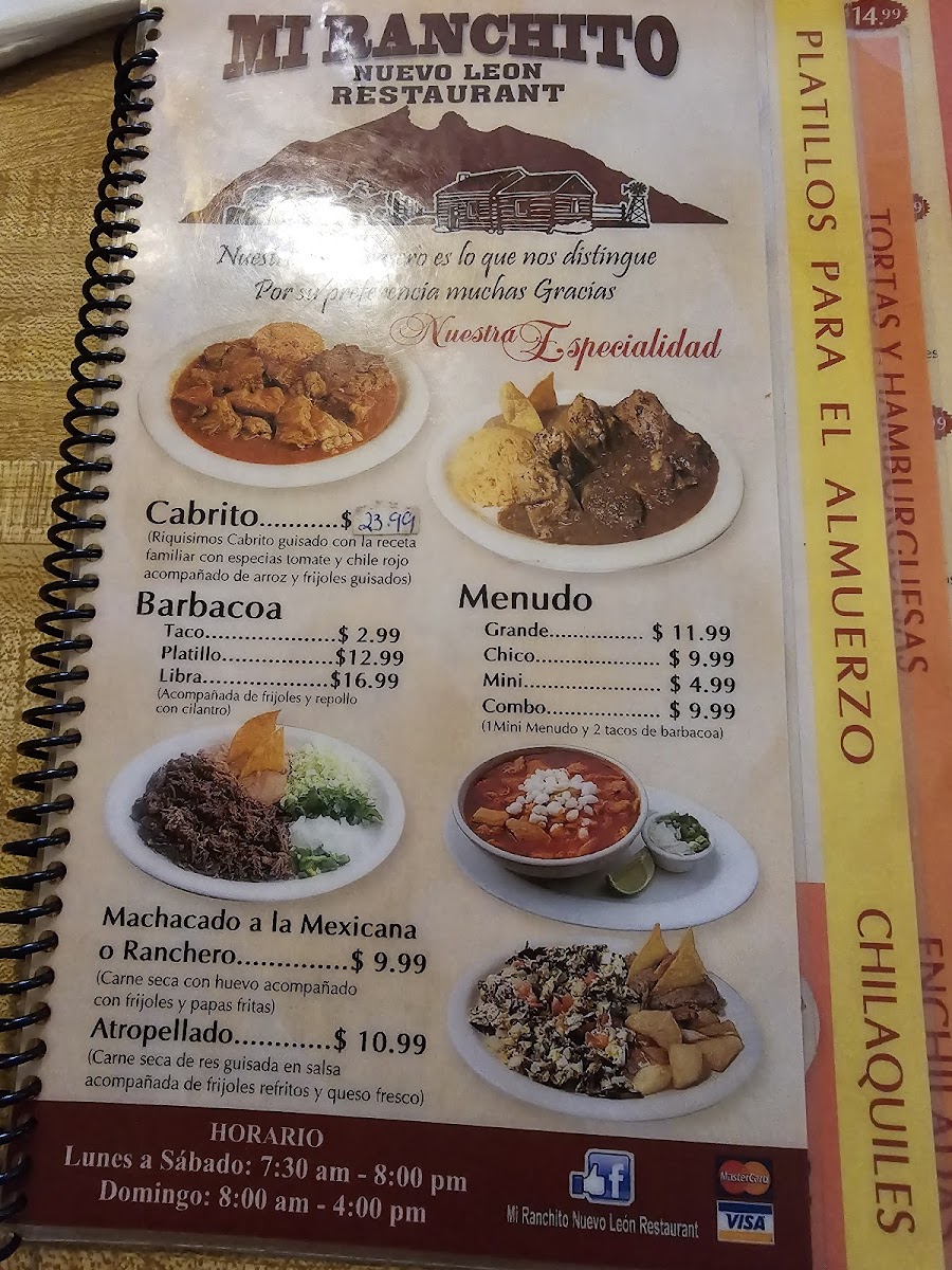 Menu Mi Ranchito Nuevo León Restaurant-1